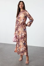 Trendyol Brown Floral Linen Look Woven Dress