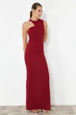 Trendyol Burgundy Body Fitted Woven Long Evening Dress