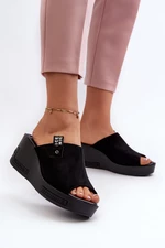 Women's Black Vleni Wedge Slippers