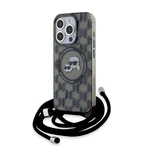 Zadní kryt Karl Lagerfeld IML Monogram Crossbody K&CH Heads MagSafe pro Apple iPhone 15 Pro Max, černá