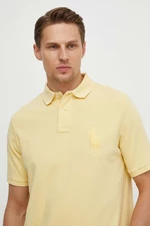 Bavlněné polo tričko Ralph Lauren žlutá barva, s aplikací, 710936508