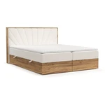 Kremowo-naturalne łóżko boxspring ze schowkiem 200x200 cm Asahi – Maison de Rêve