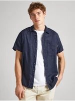 Men's Short Sleeve Linen Shirt Pepe Jeans Dark Blue - Men's