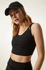 Happiness İstanbul Black Strap Shaper Knitted Sports Bra