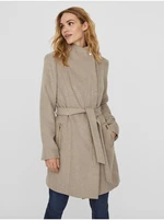 Women's beige coat with wool Vero Moda Wodope - Women