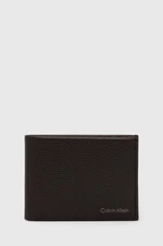 Kožená peňaženka Calvin Klein pánska, hnedá farba