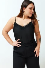 Trendyol Curve Black Strap Lace Woven Plus Size Blouse