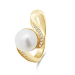 Brilio Silver Pôvabný pozlátený prsteň s pravou perlou RI061Y 58 mm