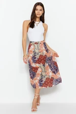 Trendyol Blue Midi Woven Printed Skirt