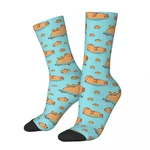 Happy Men's Socks Capybara Pattern Swimming With Oranges Vintage Harajuku Hip Hop Seamless Pattern Crew Crazy Sock Gift Printed