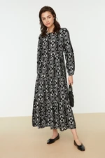 Trendyol Black Patterned Crewneck Woven Dress