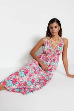 Trendyol Floral Patterned Maxi Woven Beach Dress