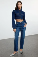 Trendyol Dark Blue High Waist Slim Mom Jeans