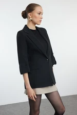 Trendyol Black Blazer Jacket with Rolled Sleeves and Epaulettes