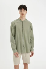 DEFACTO Regular Fit Stand Collar Cotton Long Sleeve Shirt