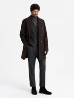 Ombre Men's double-breasted coat with decorative buttons - dark brown