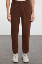 Trendyol Brown Pleated Cargo Pocket Woven Gabardine Woven Trousers