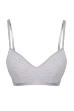 Trendyol Grey Melange Cotton Non-wired Covered Rope Strap T-Shirt Bra Knitted Bra