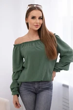 Spanish blouse with decorative khaki sleeves