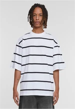 Men's striped T-shirt with oversized sleeves white/black