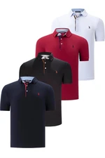 QUAD SET T8582 DEWBERRY MENS T-SHIRT-BLACK-WHITE-NAVY BLUE-BURGUNDY