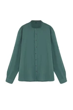 Trendyol Dark Green Regular Fit Comfortable Collar Basic Plus Size Shirt