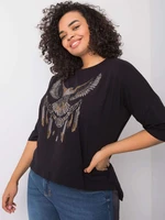 Black cotton blouse with patches