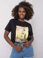 Black women's T-shirt with jewelry appliqués