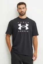 Tričko Under Armour HW Branded pánske, čierna farba, s potlačou, 1389146