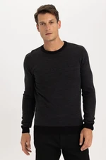 DEFACTO Black Standard Fit Regular Cut Crew Neck Knitwear Sweater