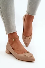 Low-heeled pumps made of eco-friendly suede S.Barski Beige