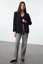 Trendyol Black Collar Detailed Woven Blazer Jacket