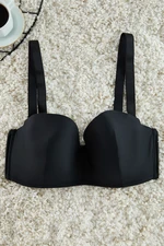 Trendyol Curve Black Removable Thick Rope Strap Strapless Plus Size Bra