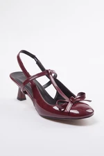 Trendyol Burgundy Bow Women's Thin Heel Shoes