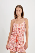 DEFACTO Tropical Patterned Strappy Short Jumpsuit