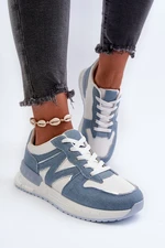 Women's denim sneakers made of eco leather, blue Kaimans