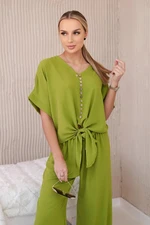 Women's blouse + trousers set - olive