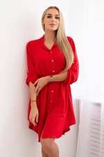 Dress with buttons and tie at the waist - red