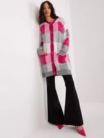 Fuchsia green oversize cardigan