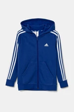 Dětská mikina adidas U 3S FL FZ HOOD modrá barva, s kapucí, s aplikací, IX9535