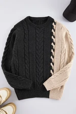 Trendyol Limited Edition Anthracite Slim Fit Wool Crew Neck Hair Knit Sweater