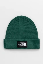 Čepice The North Face TNF Logo Box Cuffed Beanie zelená barva, z tenké pleteniny, NF0A3FJXNL11