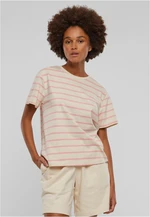 Women's Striped Box T-Shirt Cream/Pink