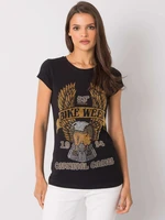 Black women's t-shirt with appliqué