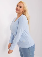 Light blue plus size blouse with neckline