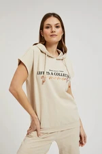 Women's sweatshirt with short sleeves MOODO - beige