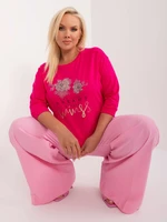 Fuchsia women's cotton blouse plus size