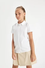 DEFACTO Girls Poplin Short Sleeve White School Shirt