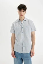 DEFACTO Slim Fit Cotton Striped Short Sleeve Shirt