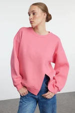 Trendyol Pink Slit Detailed Oversize/Wide Fit Knitted Sweatshirt